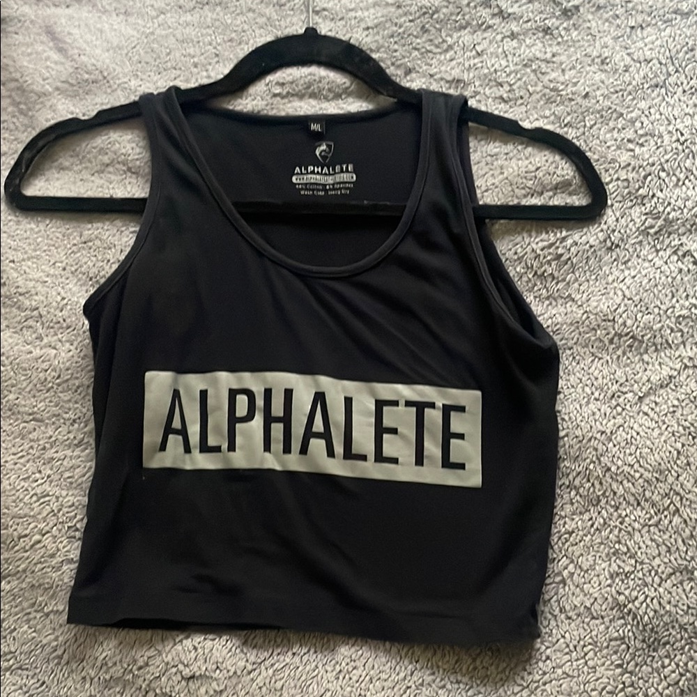 Alphalete Black Fitted Crop Tank Top